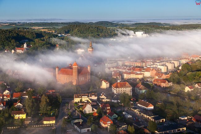 Lidzbark Warminski, panorama centrum miasta, EU, PL, Warm-Maz. Lotnicze.